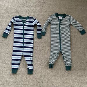 Hanna Andersson Baby Zip Sleeper Bundle, 12-18m, Navy Blue Juniper Green, Stripe